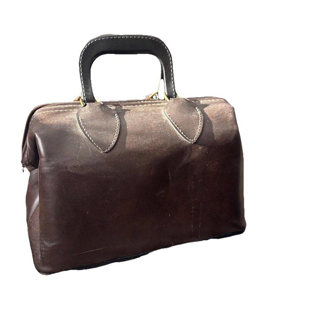 Vintage Brown Leather Doctor Bag Gladstone Style Top Handle Satchel Travel Case